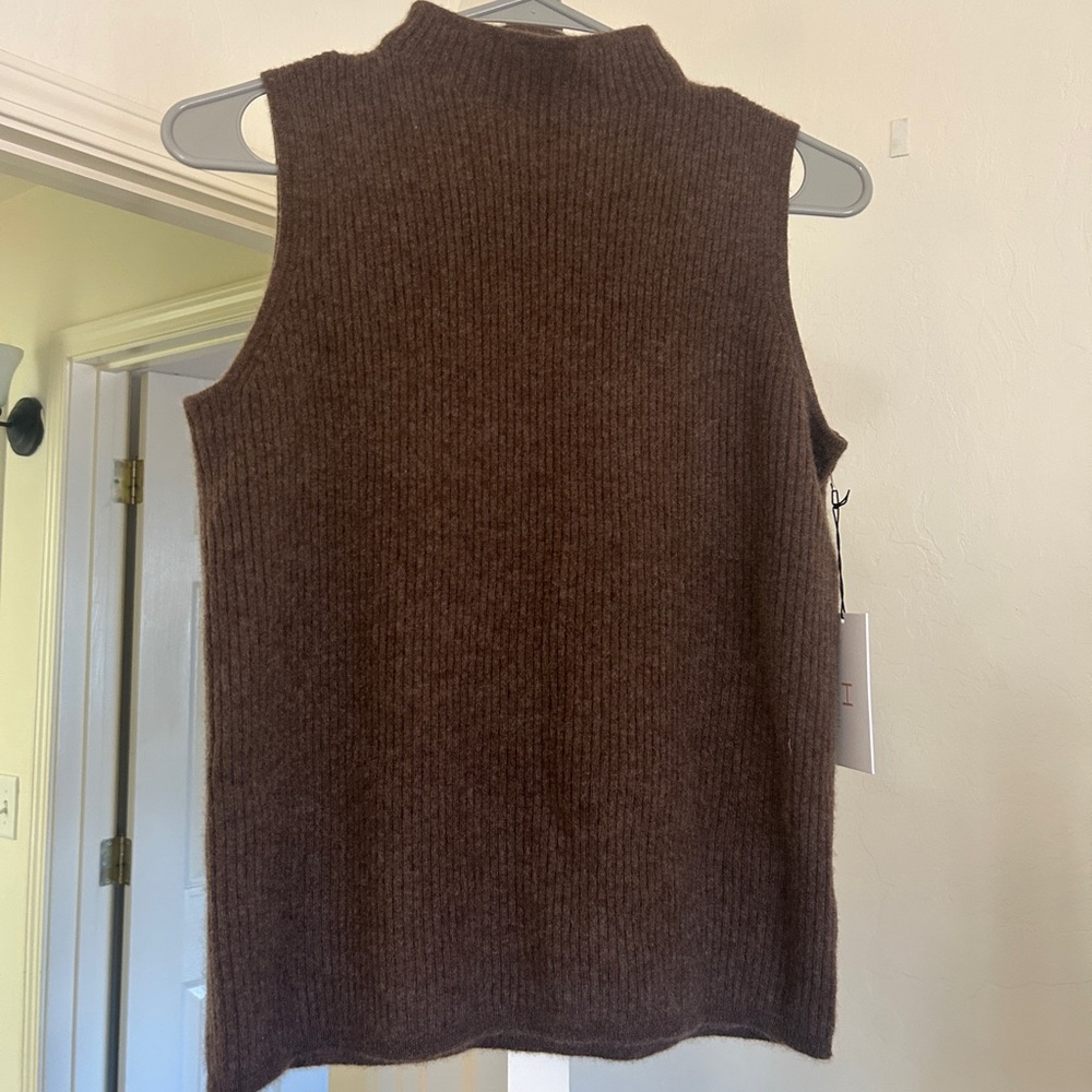 NWT Halston Heritage Brown Cashmere Knit Top
